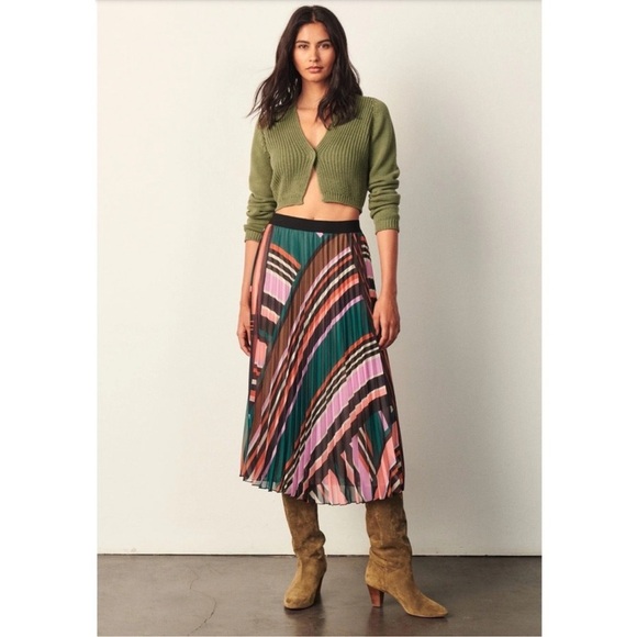 ba&sh Dresses & Skirts - Ba&sh Uhendy Striped Pleated Midi Skirt Multicolor Size Small